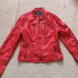 TCEC Red Leather Jacket Womens Size Large